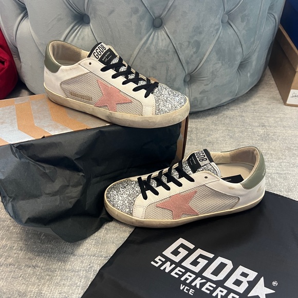 Golden Goose Superstar white grey card-silver glitter, 37 orig box & bag RARE - Picture 5 of 9
